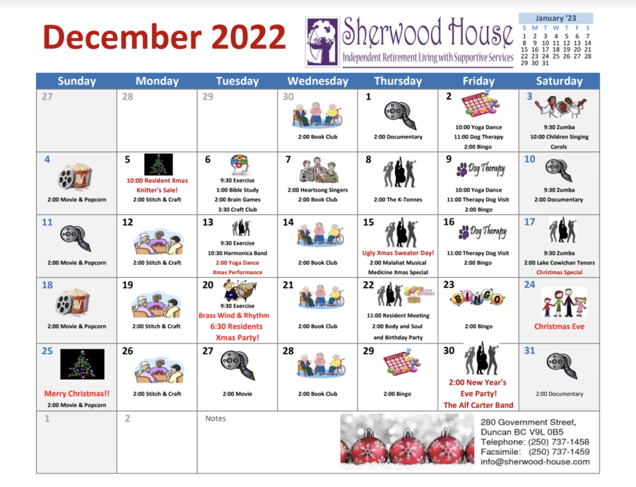 Sherwood House December calendar