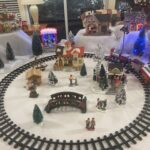 Christmas village decorations on table