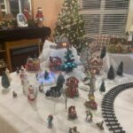 Christmas village decorations on table